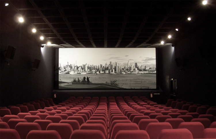 Cinema screen in a dark theatre